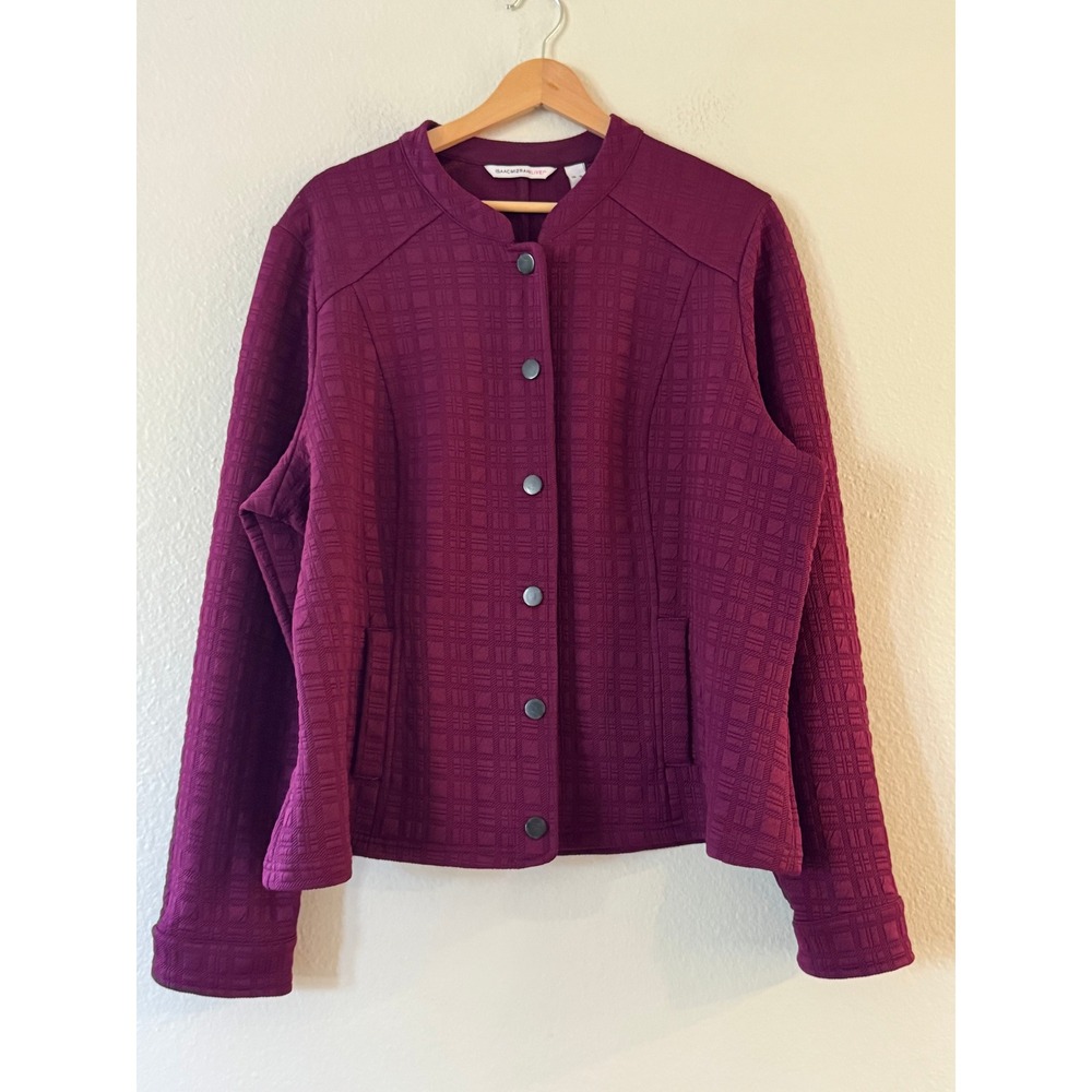 Isaac Mizrahi Live Jacket Textured Knit Button Front XL Burgundy Excellent